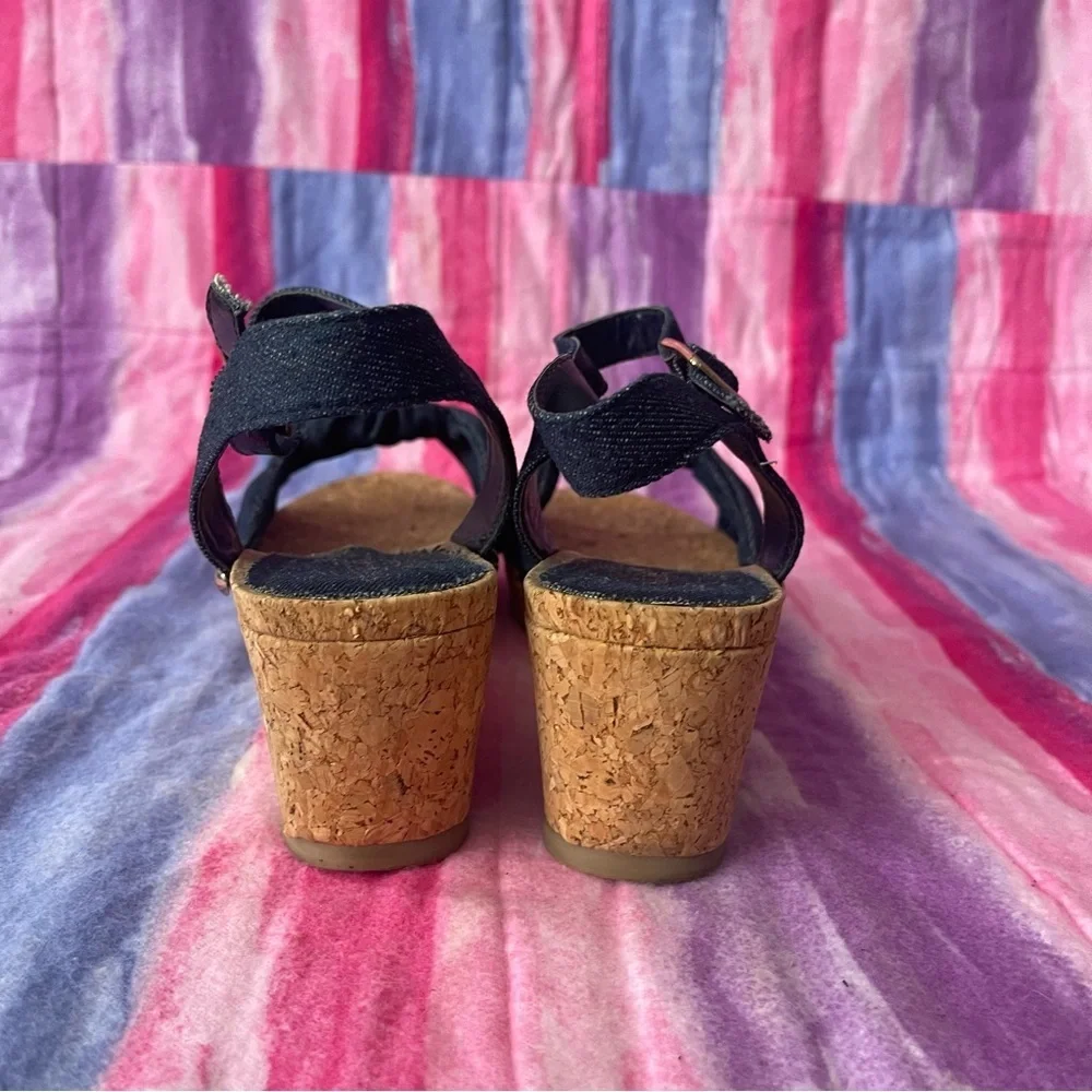Shoe dazzle Demin Tonya Wedge Sandals 9.5